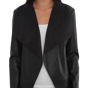 Drape Faux Leather & Faux Suede Jacket